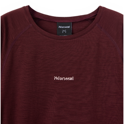 Maroon t-shirt with 'Normal' logo on a white background